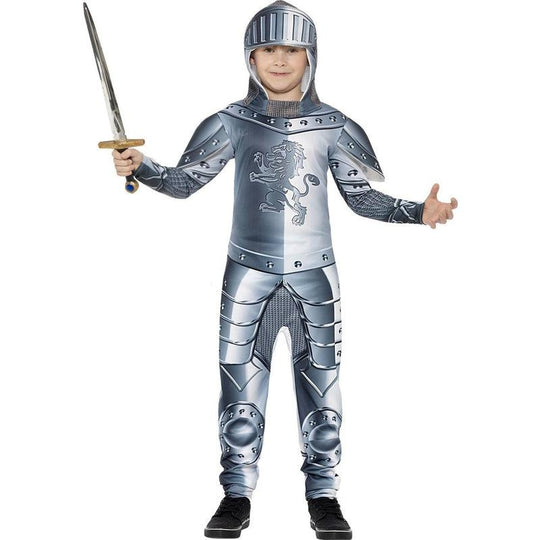 Child Deluxe Armoured Knight Costume King Arthur Medieval Boys Fancy Dress