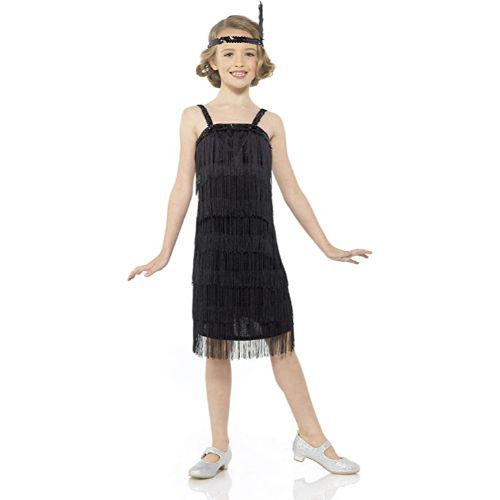 Child Girl's 1920'S 1930'S Black Flapper Dress & Headband Fancy Dress Costume