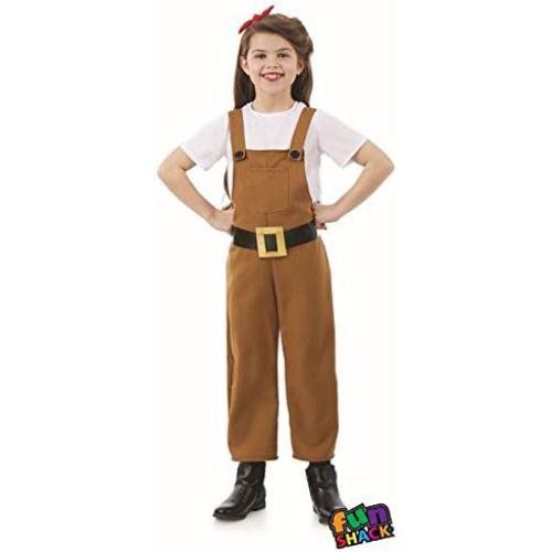 Child Girl's 40s WWII Land Girl Fancy Dress Costume