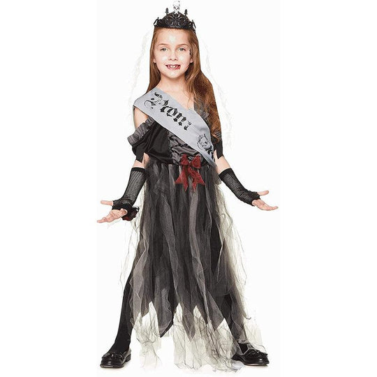 Child Girl's Gothic Zombie Prom Queen Fancy Dress Costume Party Outfit