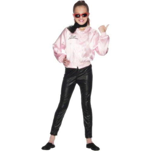 Child Girl's Grease Pink Ladies Fancy Dress Jacket