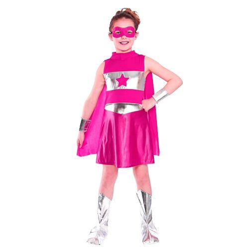 Child Girl's Pink Superhero Fancy Dress Costume