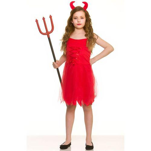 Child Girl's Red Little Devil Halloween Fancy Dress Costume Party Outfit