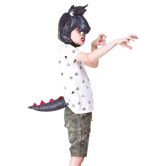 Child Metallic Dragon Head & Tail Set Animal Boys Girls Fancy Dress