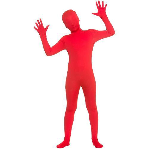 Child Unisex Kidz Skinz All-in-One Fancy Dress Costume - Red