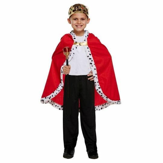 Childrens King Cape Royal Prince Cloak Medieval Books Day Fancy Dress Costume