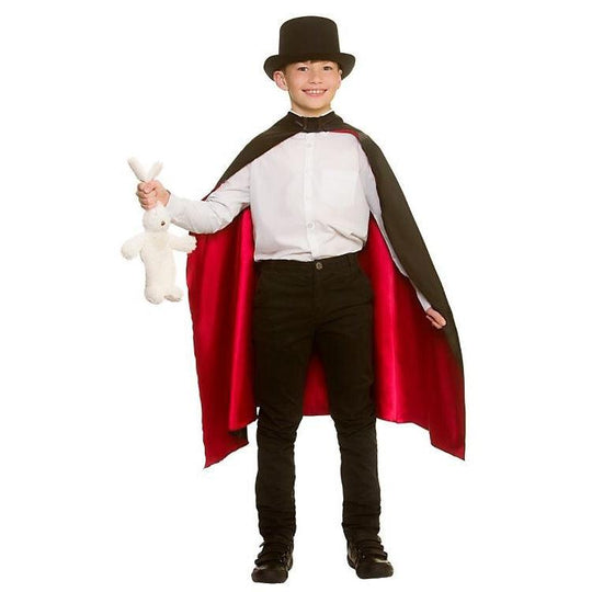 Childs Unisex Black/Red Magicians Cape Fancy Dress Costume