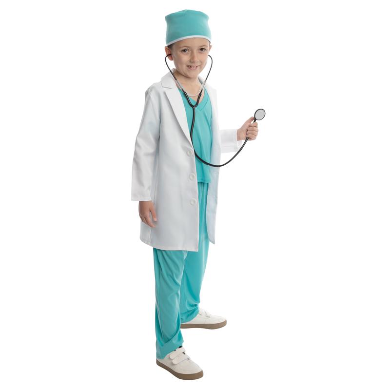 Child's Unisex Hospital Doctor Surgeon Scrubs Fancy Dress Costume Part