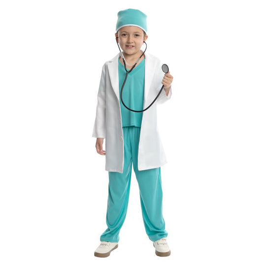Child's Unisex Hospital Doctor Surgeon Scrubs Fancy Dress Costume Party Outfit