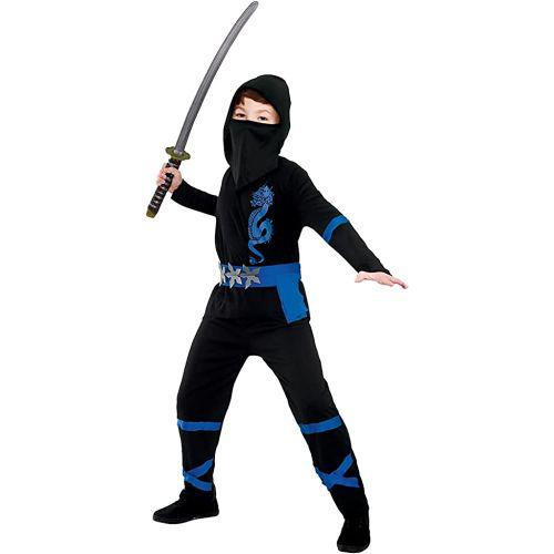 Child's Unisex Power Ninja Warrior Fancy Dress Costume - Blue
