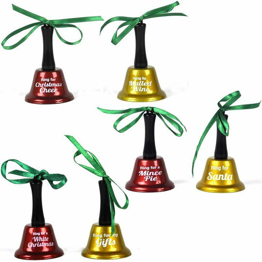 Christmas Bell Keyrings Set Of 6 Ring For Xmas Message Secret Santa Gift