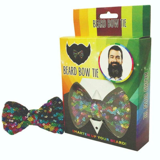 Clip On Rainbow Sequin Beard Bow Tie Secret Santa Christmas Gift