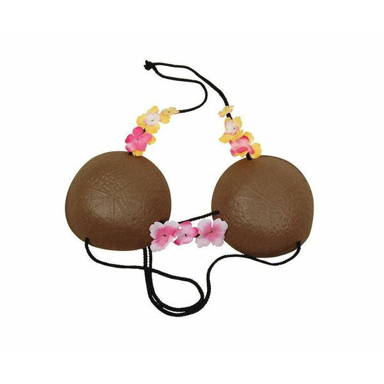 Coconut Bra Hawaiian Luau Tropical Hula Beach Fancy Dress Costume