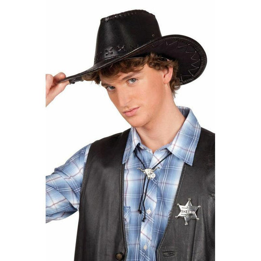 Cowboy Bull Necklace & Sheriff Badge Western Fancy Dress Costume Accessory Set