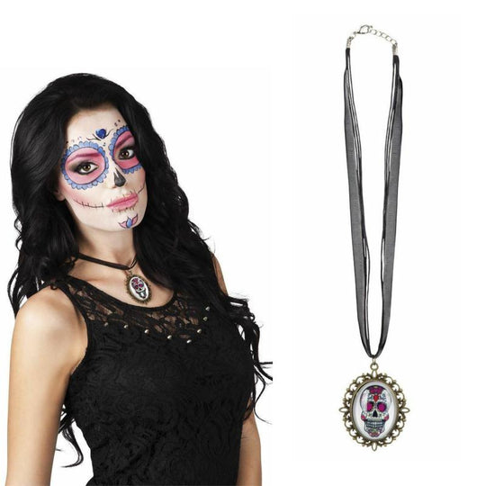 Day Of The Dead Pendant Necklace Halloween Fancy Dress Accessory