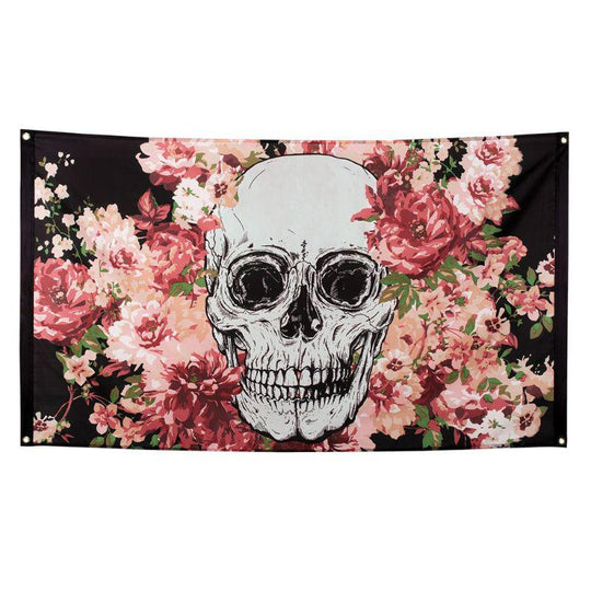 Day Of The Dead Skull & Roses Flag 5 x 3ft 90 x 150cm