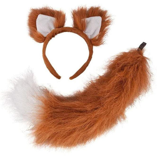 Deluxe Fox Animal Ears & Faux Fur Fluffy Tail Fancy Dress Accessory - Unisex