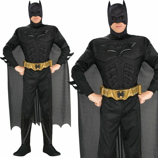 Deluxe Mens Batman Costume Dark Knight Fancy Dress Musclechest Halloween Outfit