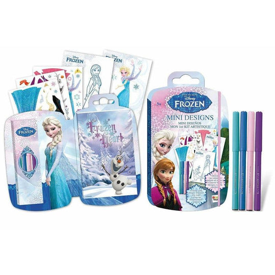 Disney Frozen Mini Designs Colouring Sketch Book Stickers & Pens Kids Girls