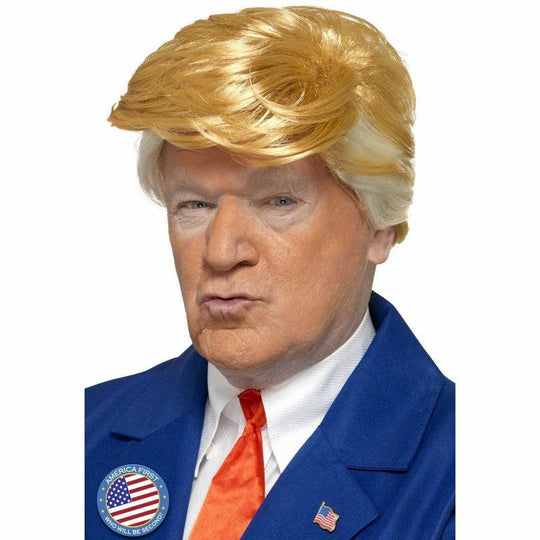 Donald Trump Blonde President Wig American Fancy Dress Costume Accessory