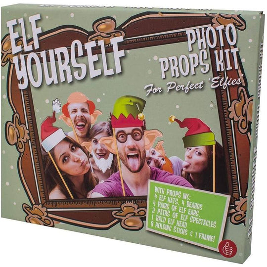 Elf Yourself Photo Picture Frame & Props Kit Funny Faces Christmas Party Fun