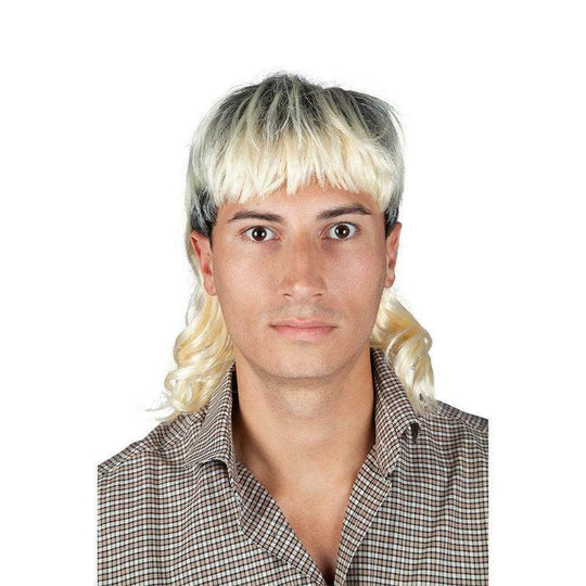 Exotic Mullet Wig Tiger King Blonde 80s Adult Fancy Dress Costume Accessory