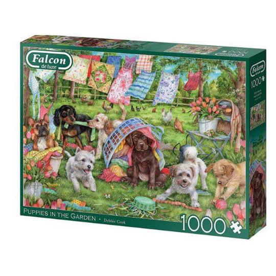 Falcon De Luxe Puppies in the Garden 1000 Piece Jigsaw Puzzle