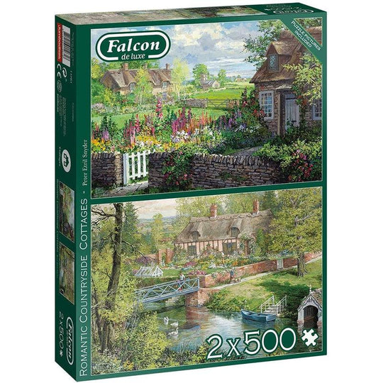 Falcon De Luxe Romantic Countryside Cottages 2 x 500 Piece Jigsaw Puzzles