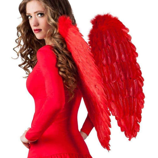 Fancy Dress Feather Angel Wings 65cm x 65cm Red