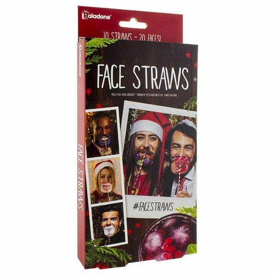 Festive Face Straw Selfie Game Coaster With Funny Faces