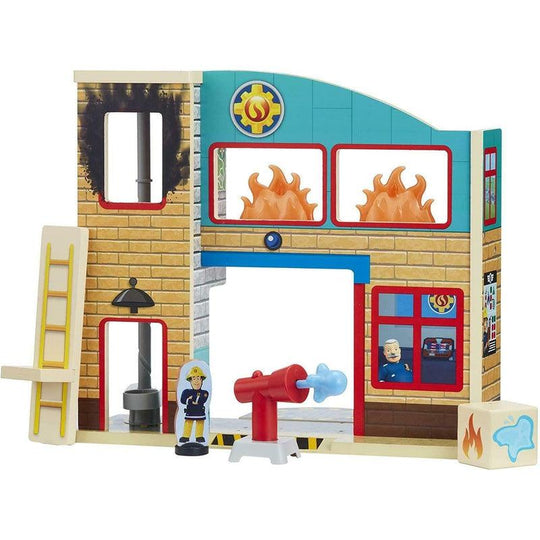 Fireman Sam Wooden Fire Station Playset With Figures & Accessories Kids Toy