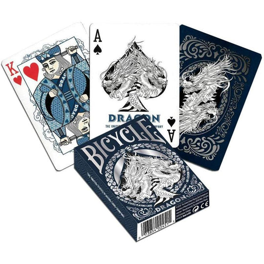 Fournier 1041709 Dragons Collector Premium Playing Cards, Silver and Blue