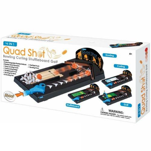 Funtime Quad Shot 4 In 1 Bowling Curling Golf Curling Desktop Toy Game Gadget