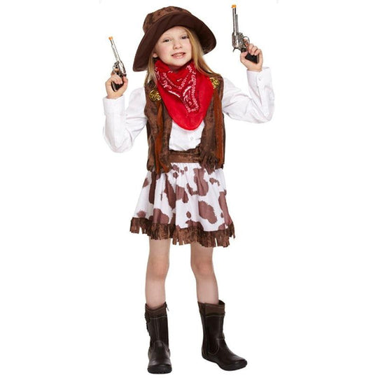 Girls Cowgirl Costume Child Western Cowboy Wild West Fancy Dress Outfit