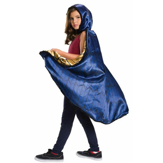 Girls Deluxe Lined Wonder Woman Hooded Cape Halloween Superhero Fancy Dress