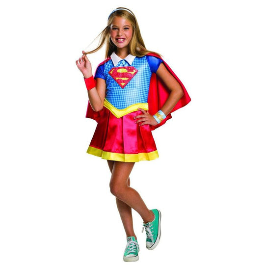 Girls Deluxe Supergirl Costume Superhero Fancy Dress DC Comics Outfit