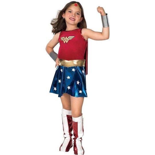 Girls Deluxe Wonder Woman 80s Superhero Kids Fancy Dress Costume Outfit Age 3-10