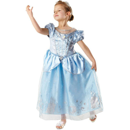 Girls Disney Princess Anniversary Cinderella Deluxe Kids Fancy Dress Costume