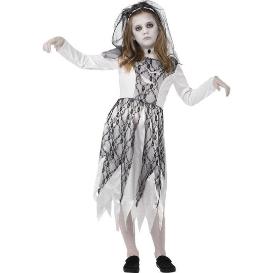 Girls Ghost Corpse Bride Costume Child Ghostly Halloween Fancy Dress Outfit