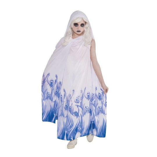 Girls Ghost Fancy Dress Costume Soul Taker Demon Witch Halloween Horror Outfit