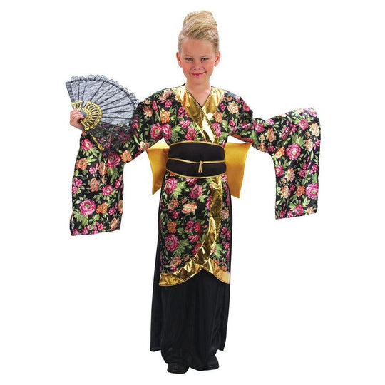 Girls Japanese Geisha Kimono World Book Week Kids Fancy Dress Costume Outfit