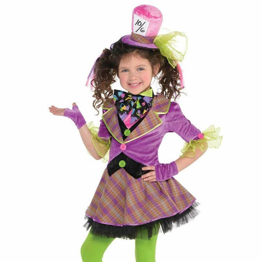 Girls Mad Hatter Costume Book Week Alice Wonderland Fancy Dress Child Outfit