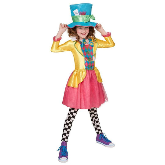 Girls Mad Hatter Fancy Dress Costume Alice in Wonderland Book Week Kids Outfit