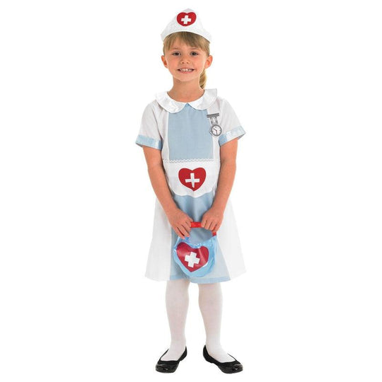 Girls Nurse Fancy Dress Childrens Kids Costume Hospital Uniform Childs Outfit