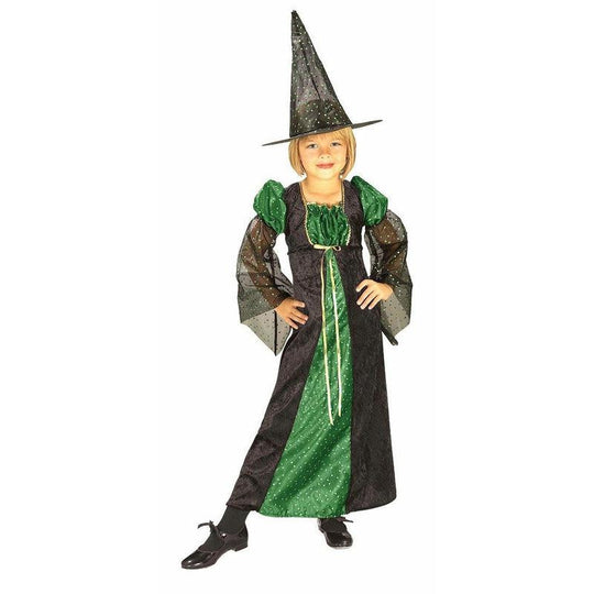 Girls Orange & Green Sparkle Witch Costume Halloween Fancy Dress Outfit Age 3-4
