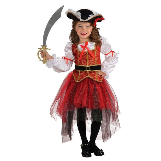 Girls Princess Of The Seas Pirate Fancy Dress Costume & Hat Child Kids Outfit