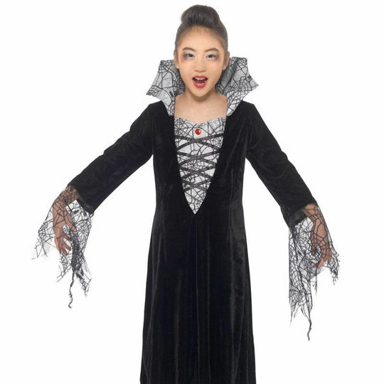 Girls Spider Vampire Costume Halloween Witch Fancy Dress Child Outfit