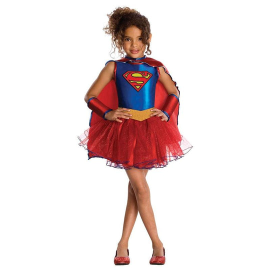 Girls Supergirl Tutu Costume Superhero Child Fancy Dress Party Outfit