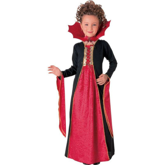 Girls Vampire Costume Gothic Vampiress Fancy Dress Dracula Halloween Outfit