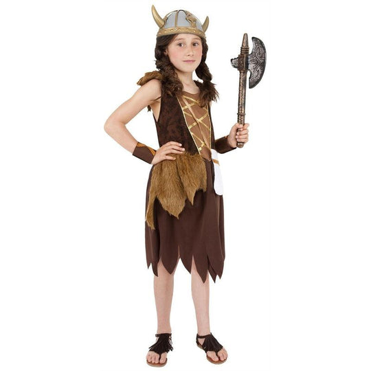 Girls Viking Girl Costume Historical Medieval Warrior Fancy Dress Outfit